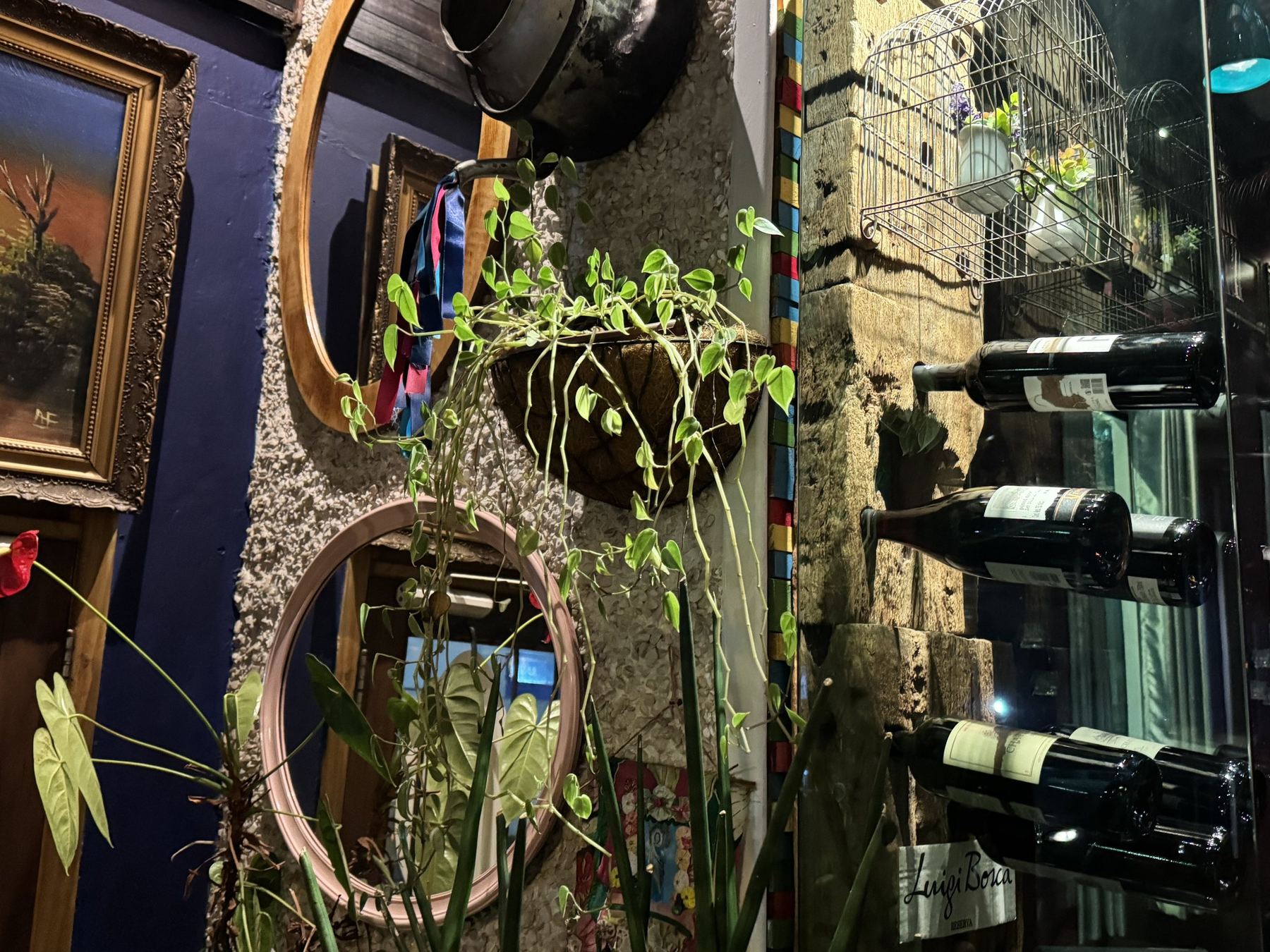 Detalhe de decora&ccedil;&atilde;o com plantas e espelhos